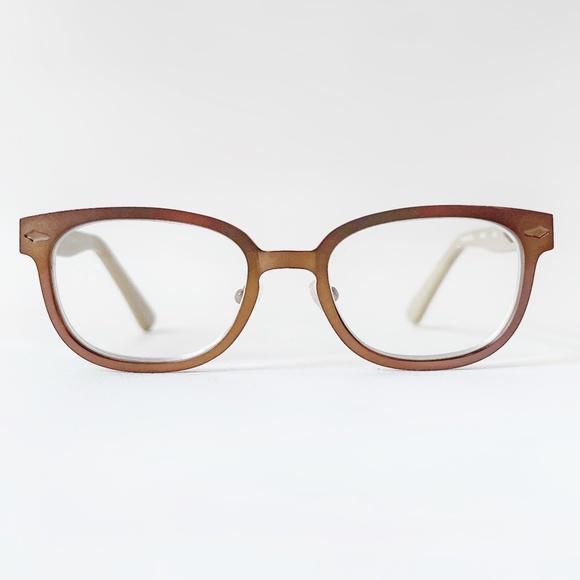 Vintage Reading Glasses +1.25 Copper Square Hipster Horn Rimmed Unisex Readers - Picture 2 of 11